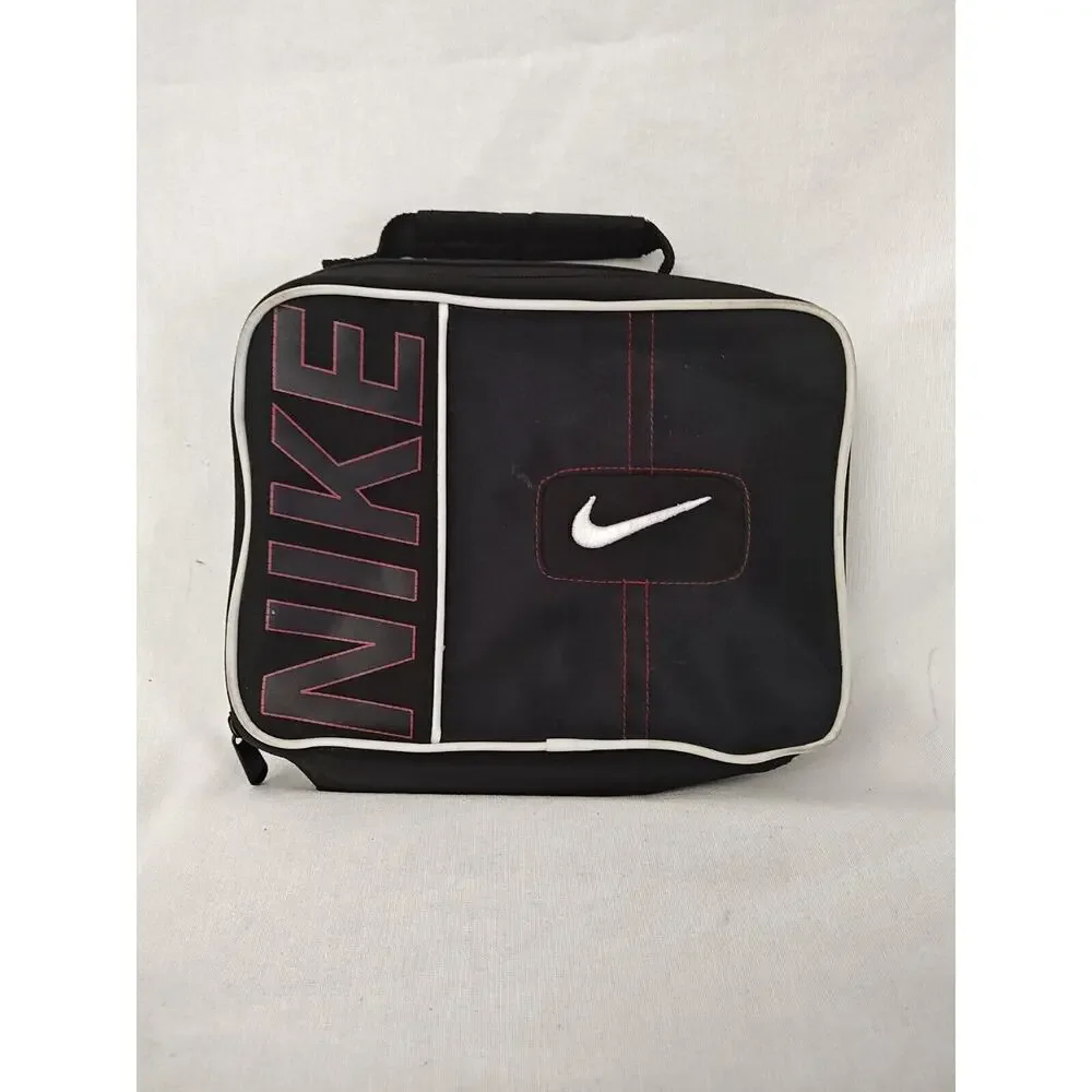 Nike Red &‎ Black Lunch Box Tote Insulated Thermal Bag Zip Up 10 X 8 Kids Adults